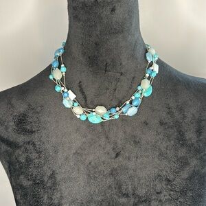 Lauren Conrad Silver and Faux‎ Turquoise 4 Strand Choker-Style Necklace